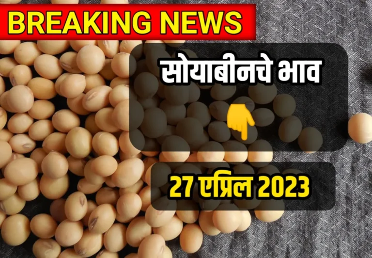 Soybean Rate ; आजचे सोयाबीनचे भाव 27 एप्रिल 2023, Soybean Rate Today in Maharashtra