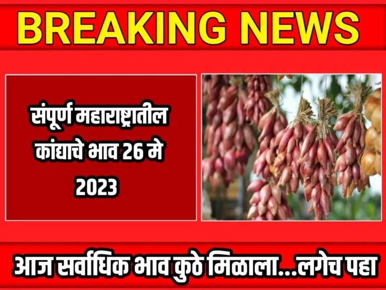 Onions Rate : आजचे कांद्याचे भाव 26 मे 2023