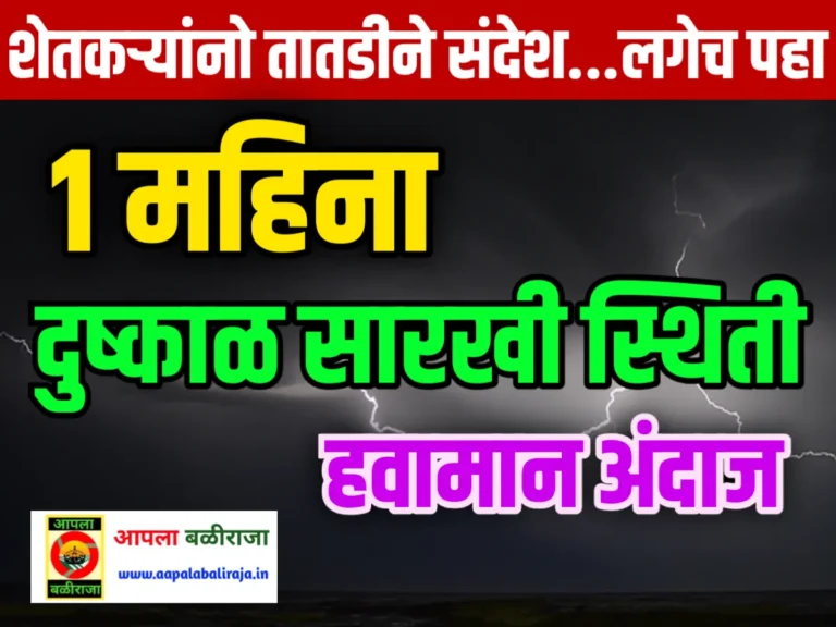 Monsoon 2023 : पुढील 1 महिना दुष्काळ सारखी स्थिती होणार ?