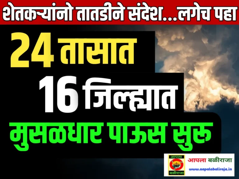 Havaman Andaj Today : पुढील 24 तासात 16 जिल्ह्यात अति मुसळधार पाऊस