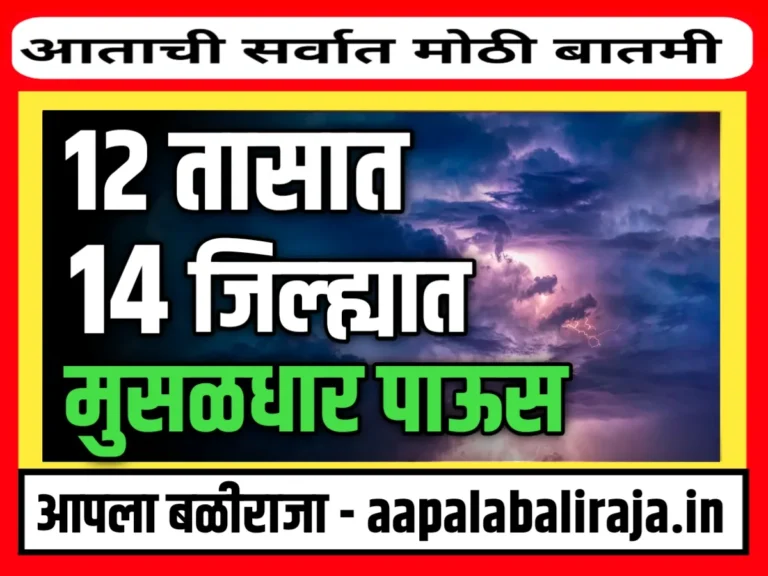 India Meteorological Department : 12 तासात 14 जिल्ह्यात आज रात्री मुसळधार पाऊस पडणार