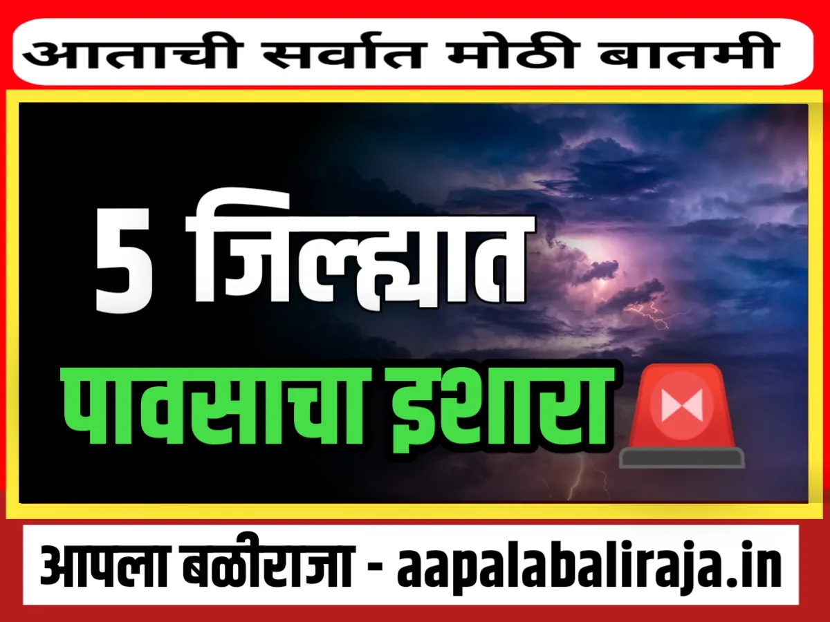 Maharashtra Monsoon Alert : आज 5 जिल्ह्यात मुसळधार पावसाचा इशारा