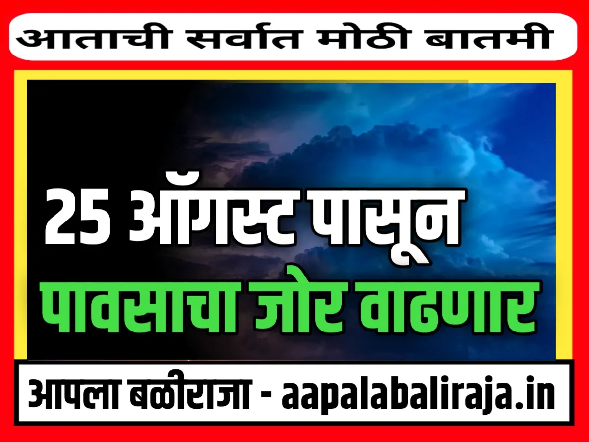 Maharashtra Weather Forecast : 25 ऑगस्ट पासून पावसाचा जोर वाढणार