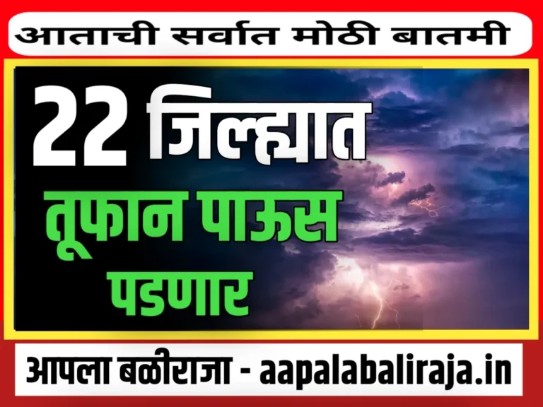 India Meteorological Department : आज 22 जिल्ह्यात मुसळधार पावसाचा इशारा