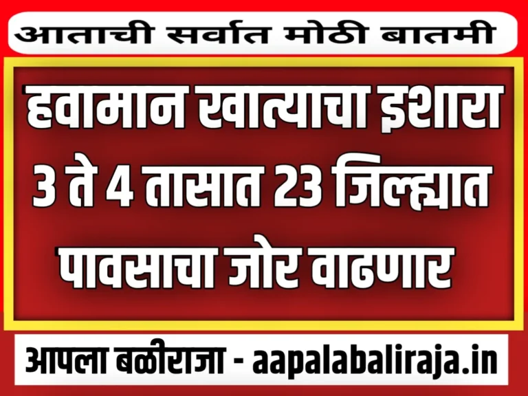 Maharashtra Rain Alert : 23 जिल्ह्यात आज पावसाचा जोर वाढणार