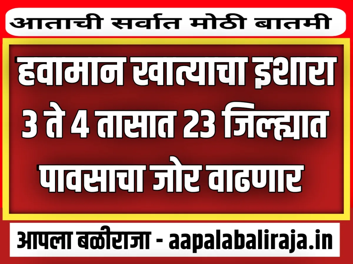 Maharashtra Rain Alert : 23 जिल्ह्यात आज पावसाचा जोर वाढणार