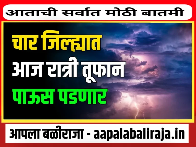 IMD : आज रात्री 4 जिल्ह्यात मुसळधा पावसाचा इशारा