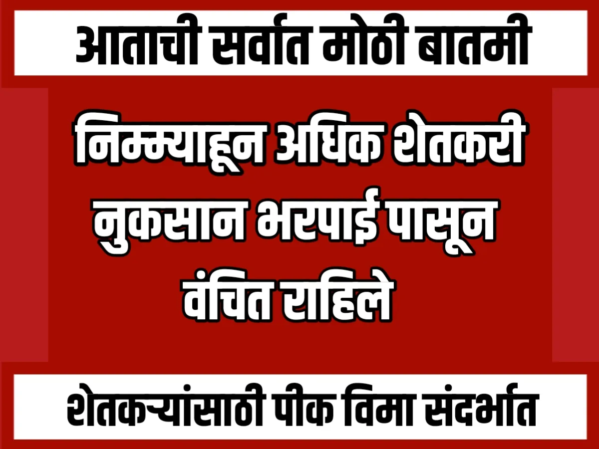 Crop Insurance : निम्म्याहून अधिक शेतकरी नुकसान भरपाई पासून वंचित