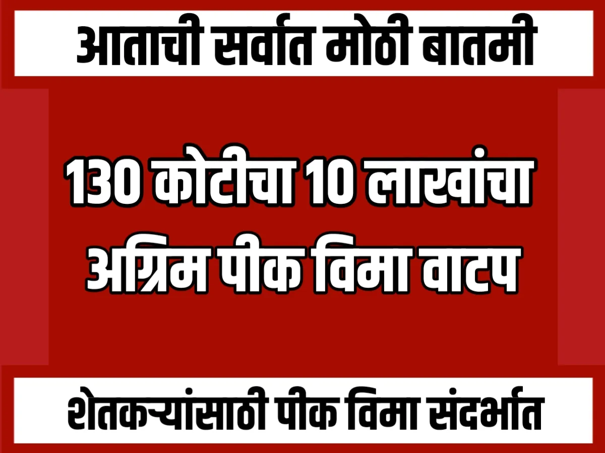 Crop Insurance : 130 कोटी 10 लाखांचा अग्रिम विमावाटप