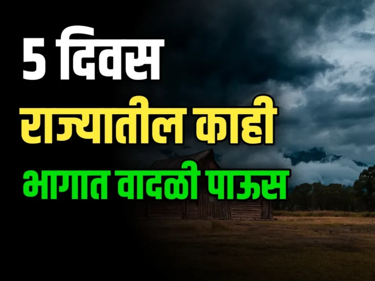 Rain Update : पुढील 5 दिवस राज्याच्या काही भागात वादळी पाऊस