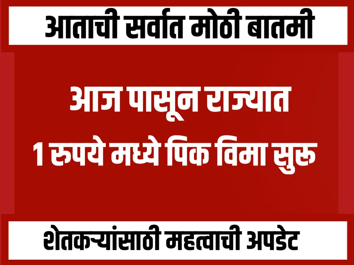 Crop Insurance : आजपासून यंदाही 1 रुपयात पीकविमा भरण्यास सुरूवात