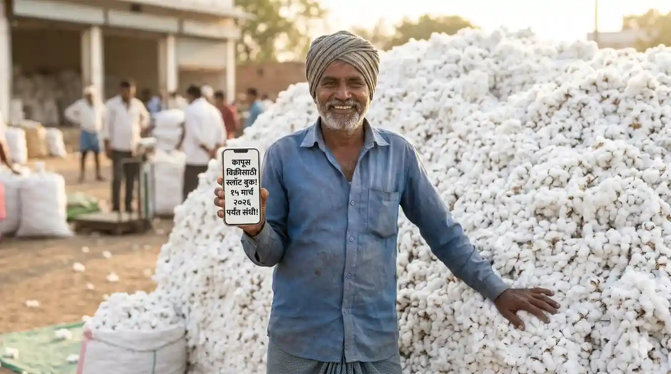 कापूस खरेदी मुदतवाढ १५ मार्च २०२६ पर्यंत - सीसीआय हमीभाव केंद्र महाराष्ट्र.